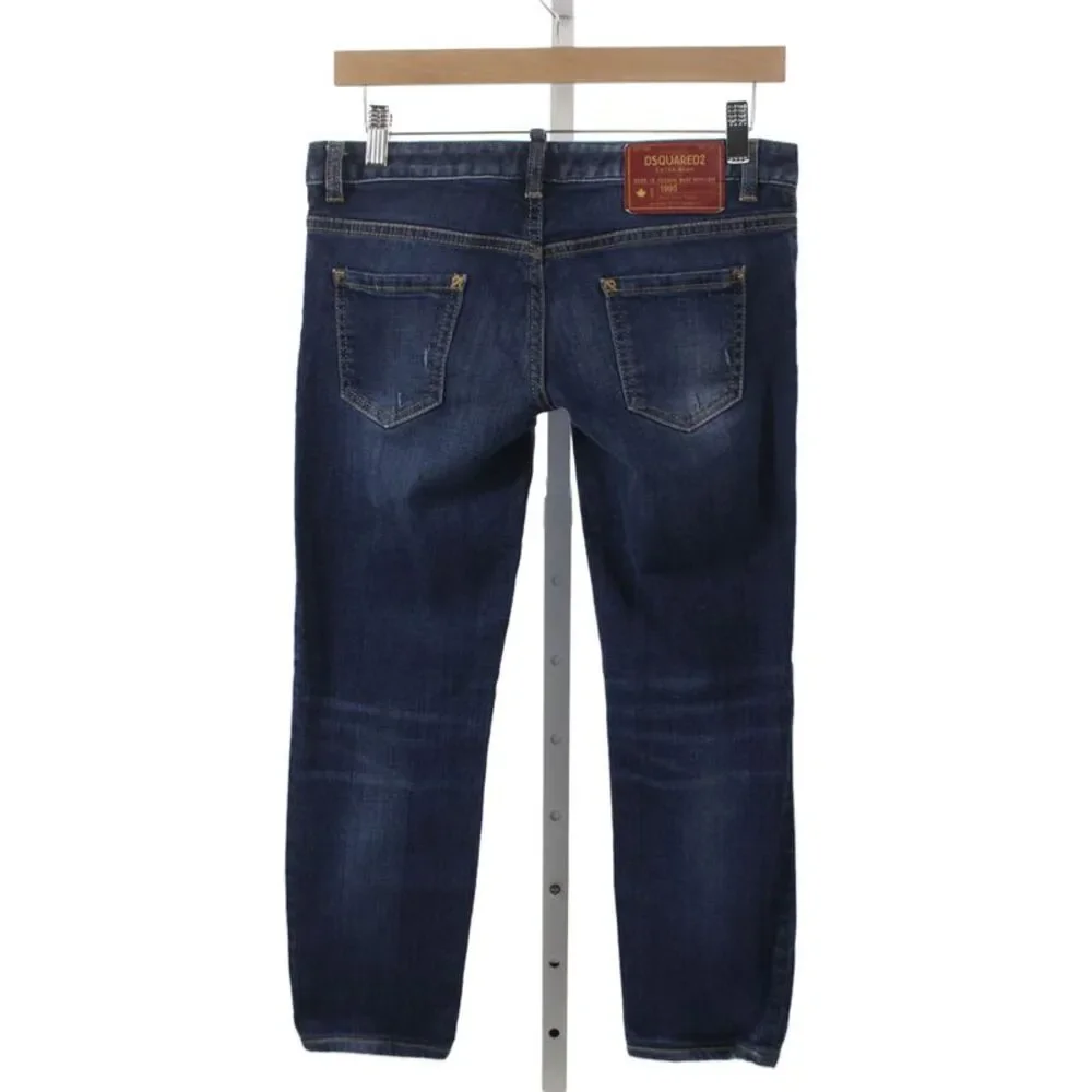 Dsquared2 Girls Button Fly Distressed Dark Wash Cropped Jeans Blue Size 16